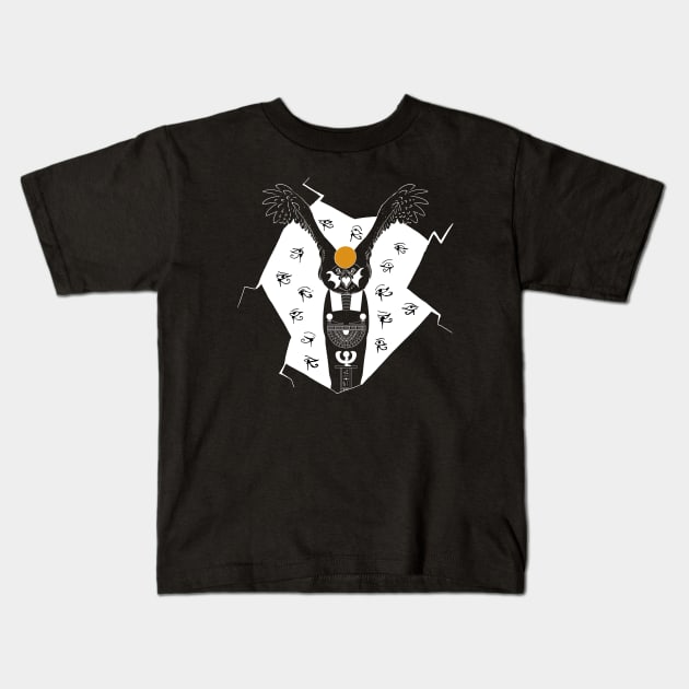 Horus's Flight Dark Kids T-Shirt by loreatus